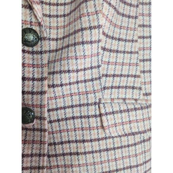 NWT Talbots  Cream Pink Brown Houndstooth Wool Blend Blazer size 12 Petite - Picture 4 of 10